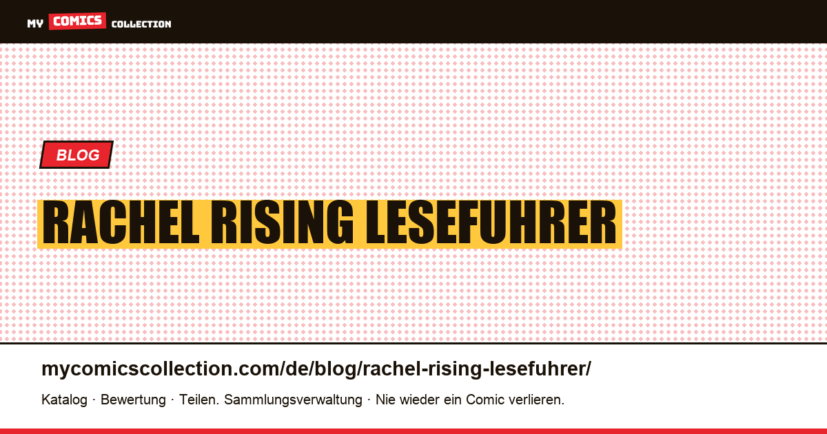 Rachel Rising: Leseführer — Artikelillustration