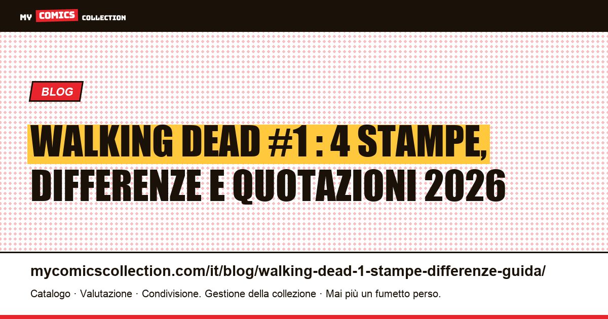 Walking Dead #1 : le 4 stampe, come distinguerle e quanto valgono nel 2026 — illustrazione articolo