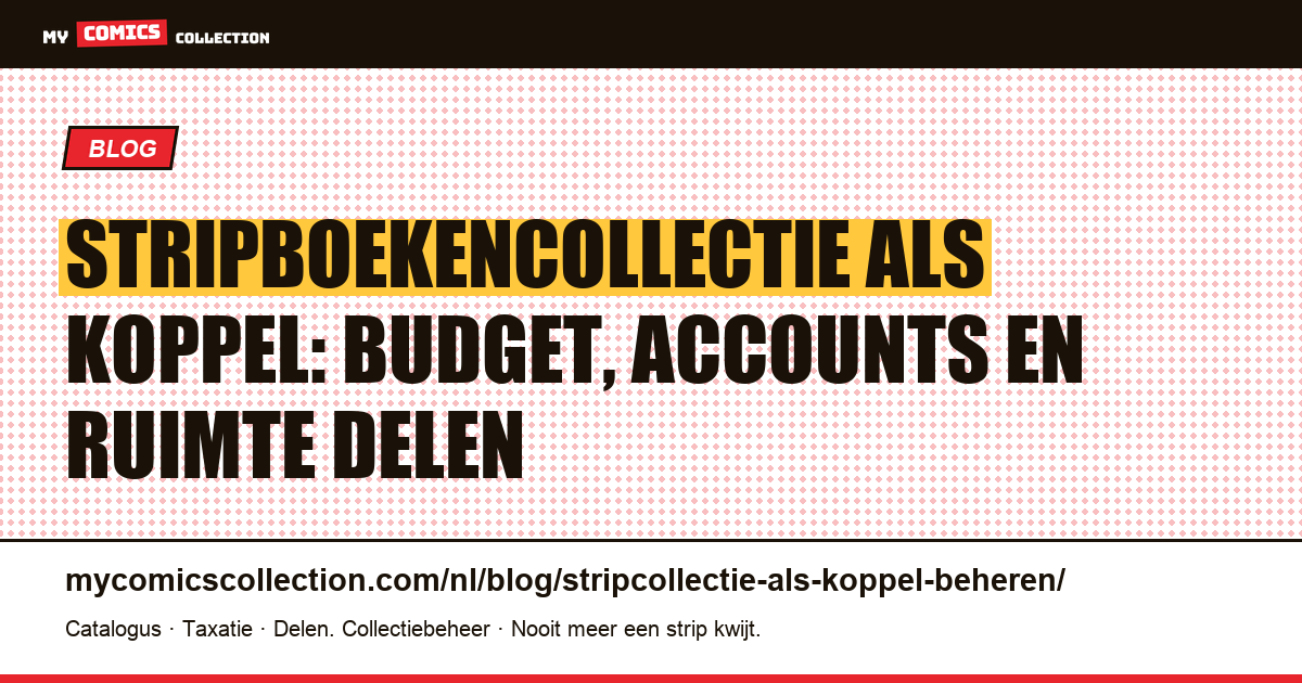 Stripboekencollectie als koppel beheren: budget, accounts en ruimte — artikelillustratie
