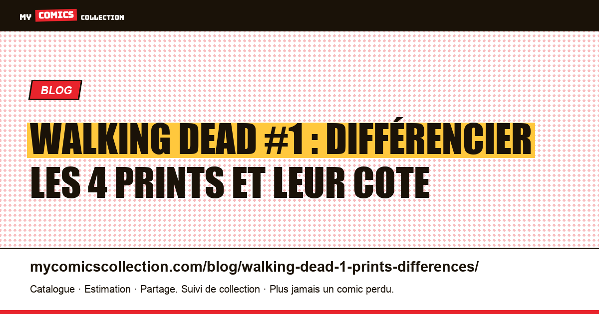 Walking Dead #1 : différencier les 4 prints et leur cote 2026 — illustration article